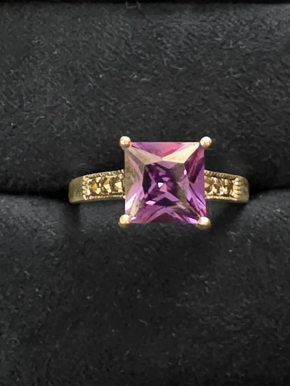 925 Silver Amethyst, Marcasite Ring (Vintage)